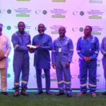 L-R : Joshua Anemeje, Train 7 Project Corporate Liaison Manager; one of the six candidates retained by AOS ORWELL; Esueme Dan Kikile, NCDMB’s General Manager Human Capital Development (HCD); Omochi Adekwu,Manager, Maintenance, NLNG; Favour Ugochukwu, Contract Manager AOS ORWELL and Obe Akinkunmi, Co-ordinator of the AOS ORWELL OJT Training at the close out ceremony of NLNG T7 Project HCD Advanced Training Programme in Bonny on Friday, September 26, 2025