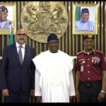 Secretary to the Government of the Federation, George Akume, receives in audience a delegation from Federal Road Safety Corps (FRSC) led by its Corps Marshal, Shehu Mohammed in company of Executive Director, Fédération Internationale de l’Automobile (FIA) Foundation, Saul Billingsley on Tuesday, 2nd September, 2025 in Abuja