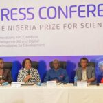 L-R: Anne-Marie Palmer-Ikuku, Manager, Corporate Communications & Public Affairs; Dr. Sophia Horsfall, GM, External Relations & Sustainable Development; Prof. Barth Nnaji, Chairman, Advisory Board, The Nigerian Prize for Science; Prof Yusuf Abubakar; and Dr. Nike Akande, Board Members at the press conference on the 2025 science prize outcome in Lagos on Wednesday