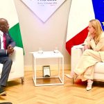 President Bola Tinubu with Italian Prime Minister Giorgia Meloni during Bilateral Meeting at Gallaeria Nazionale d’ Arte Modernae Contemporanea, Rome, Italy on 15/10/2025 (Photo State House)