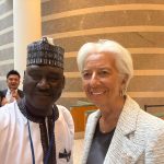 Executive Director of the Civil Society Legislative Advocacy Centre (CISLAC) and Head of Transparency International Nigeria, Auwal Musa Rafsanjani with Christine Lagarde and former Managing Director of the International Monetary Fund (IMF) from July 2011 until September 2019 at the 2025 International Monetary Fund (IMF) and World Bank Annual Meetings in Washington D.C