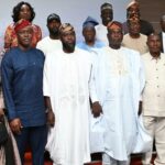 From left, Vice Chairman, Planning Committee for the 50th Anniversary of Oyo State, Alhaja Alolade Agboola; Oyo State Governor, Seyi Makinde; Committee Chairman, Hon Saheed Fijabi; members, Dr Z O Ajuwon; Mr Adegboyega Badejo; Alhaji Gafar Bello and others, during the inauguration of the committee, held at Executive Chamber, Governor’s Office Secretariat, Ibadan. Oyo Gov’s Media Unit