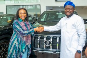 L-R: Minister of Industry, Trade and Investment, Dr. Jumoke Oduwole, and Executive Chairman of Nord Automobiles, Mr. Tobi Ajayi, when the minister paid a visit to the Nord Assembly plant at the University of Lagos on Wednesday, October 1, 2025