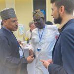 L-R: Nigeria’s Information Minister , Mallam Mohammed Idris Malagi, IPI Board Member,   Alh. Raheem Adedoyin and IPI Executive Director, Mr  Scott Griffen discussing at  the World Congress and 75th Anniversary of the International Press Institute in Vienna, Austria at the weekend