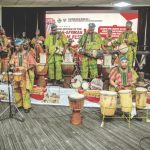 A troupe performing during the Pan-Afrikan Drum Festival