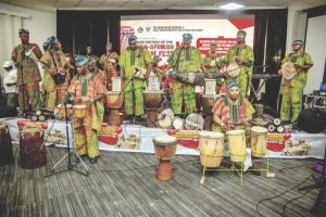 A troupe performing during the Pan-Afrikan Drum Festival
