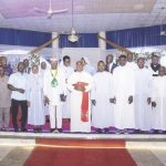 Cardinal Okpaleke with the university management and dignitaries after the lecture