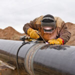 Welding works on gas pipeline