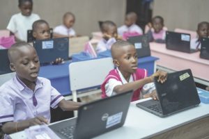 Pupils with their laptops
