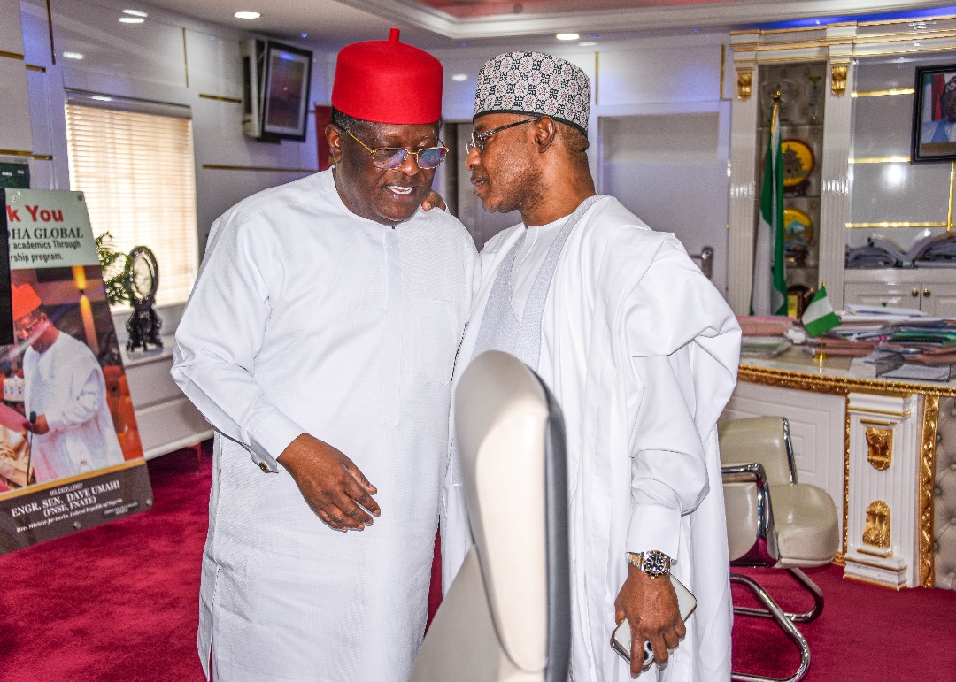 L-R: Minister of Works David Umahi, Kaduna Governor Uba Sani