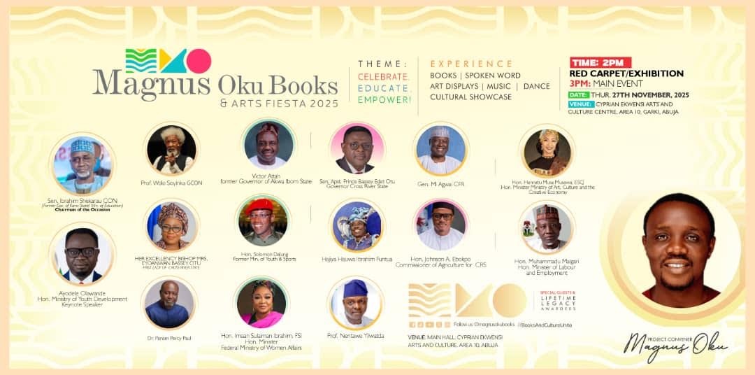 Abuja set for Magnus Oku’s mega books & arts fiesta 2025