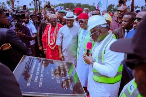 Governor Sheriff Oborevwori performing the groundbreaking, on Tuesday at Kwale
