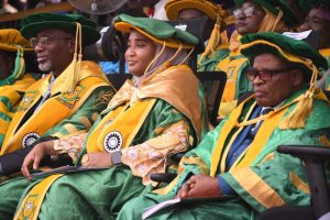 L-R: YABATECH rector, Dr Abdul, Minister of State for Education, Prof. Ahmad and  Chairman, Governing Council,  Prof Funso Afolabi at the ceremony