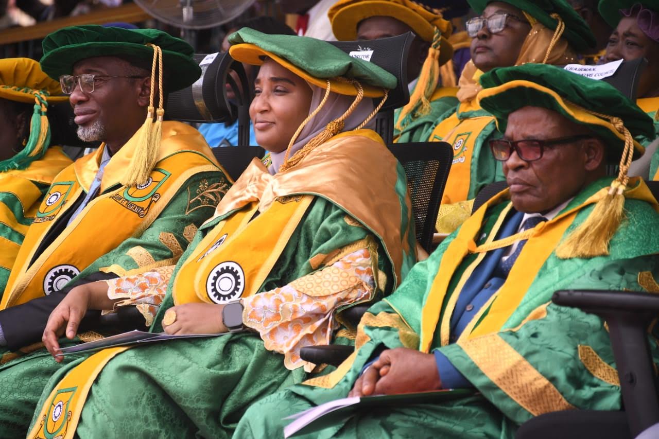 L-R: YABATECH rector, Dr Abdul, Minister of State for Education, Prof. Ahmad and  Chairman, Governing Council,  Prof Funso Afolabi at the ceremony