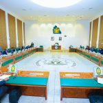 Akwa Ibom Governor Umo Eno presiding over the state executive meeting in Uyo, on Wednesday, November 5, 2025