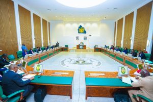 Akwa Ibom Governor Umo Eno presiding over the state executive meeting in Uyo, on Wednesday, November 5, 2025