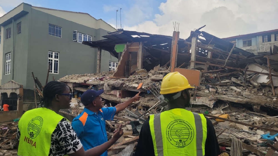 Building collapse site