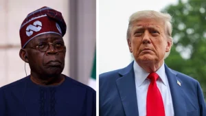 Nigerian President Bola Tinubu (L), US President Donald Trump (R)
