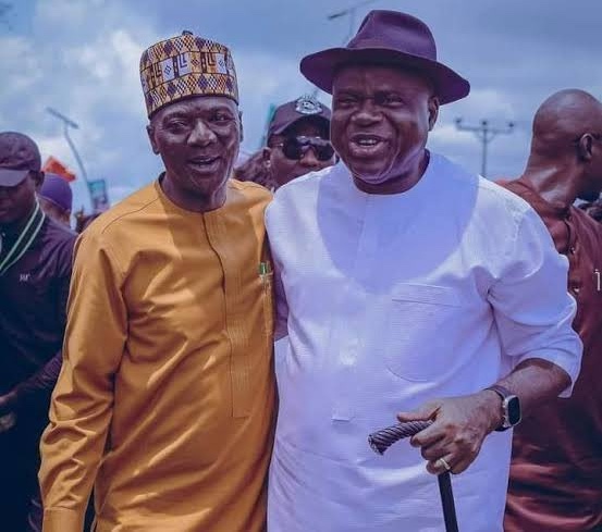 Bayelsa Deputy Governor Lawrence Ewhrudjakpo (l) and Governor Douye Diri (r)