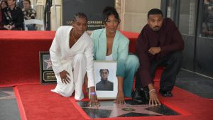 Letitia Wright, Simone Boseman and Michael B. Jordan