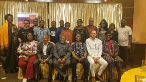 Prof. David Luke of the London School of Economics and Political Sciences (middle) with  key stakeholders and participants at the launch of his new book, “How Africa Eeats” and presentation of a new study on Africa’s food insecurity, organised by the Friedrich-Ebert-Stiftung (FES) in Lagos.