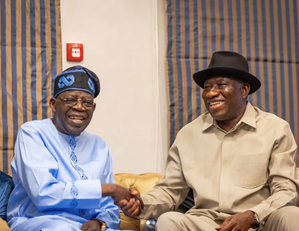 President Bola Tinubu (L) with Ex-President Goodluck Jonathan (R)