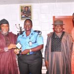 Mr. Joe Femi-Dagunro, Founder/President, Kosofe Chamber of Commerce & Industry  Presenting a complimentary crystal to the NPF Area Commander, Area H, Ogudu, ACP Sholla Omilade and other members of Chamber from left, Dr. Mrs. Dideolu Adekogbe, Arc. Femi Fabuyi, Prince Enajemo-Isire, Mr. Joel Omole, Mr. John Ologe