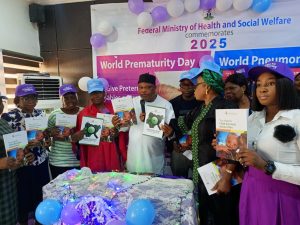 The Director of Health Promotion, Mr. John Urakpa, and other stakeholders at the commemoration of the 2025 World Pneumonia and Prematurity Days, as well as the launch of the Nigerian Child Survival Action Plan and the National Birth Defect Surveillance Guideline. Credit: Lara Adejoro