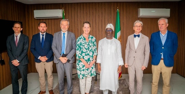 Edo Governor Monday Okpebhol (3rd from right) with a delegation of European diplomats in Benin City, Monday, November 10, 2025