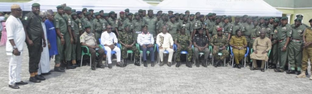 Cross-Section of the newly promoted Soldiers in a group photograph with the CO (R) Major Salma, (Middle) and other invited guests at the event