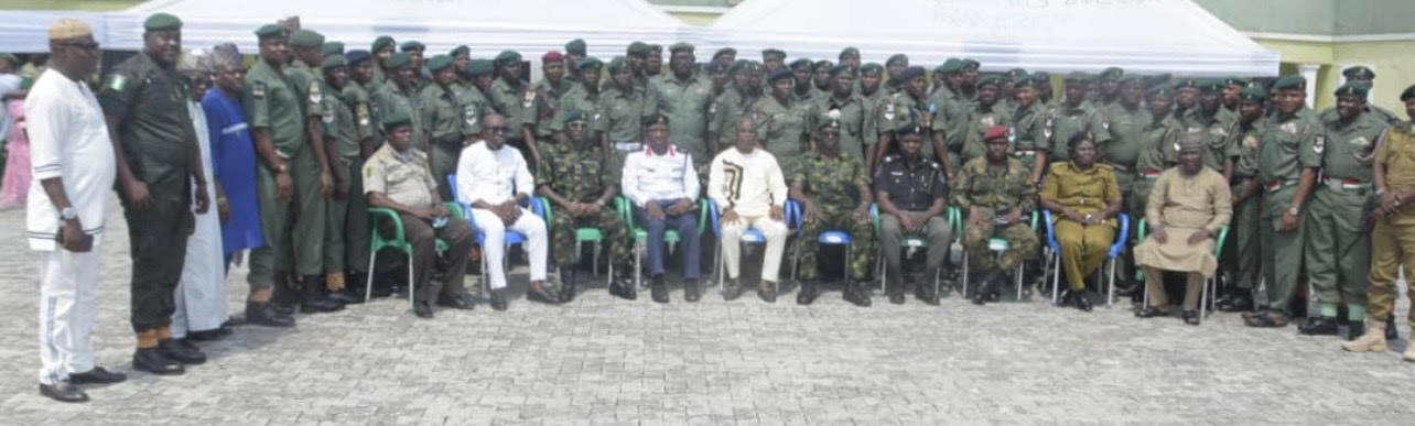 Cross-Section of the newly promoted Soldiers in a group photograph with the CO (R) Major Salma, (Middle) and other invited guests at the event