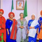 L-R: Wife of the Chief of Army Staff, Sefiyah Shuaibu, Wife of the Inspector General of Police, Elizabeth Egbetokun, First Lady of Nigeria Oluremi Tinubu (m), Wife of the Chief of Naval Staff, Aisha Abass and Wife of the Chief of Air Staff, Ngozi Aneke during their courtesy visit on Tuesday 18th November, 2025