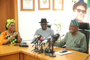 South-South Development Commission (SSDC) Board and Management led by Chairman Chinudom Nwuche and Managing Director Usoro Akpabio, during a courtesy visit to Minister of the Federal Capital Territory (FCT), Nyesom Wike, on Wednesday, November 19, 2025