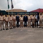 Officials of Nigeria Immigration Service, Zone A Headquarters. Lagos and representatives of Lagos Office, Embassy of the Republic of Korea after the donation in Lagos