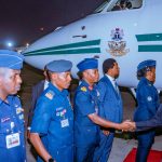 Vice President Kashim Shettima (R) back in Abuja from G20, AU-EU summits in South Africa, Angola