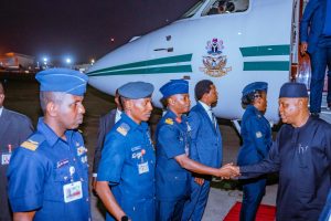 Vice President Kashim Shettima (R) back in Abuja from G20, AU-EU summits in South Africa, Angola