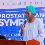 Former First Lady of Ondo State, Betty Anyanwu-Akeredolu, presenting her address at the Prostate Cancer Symposium in Ibadan, Oyo State.
