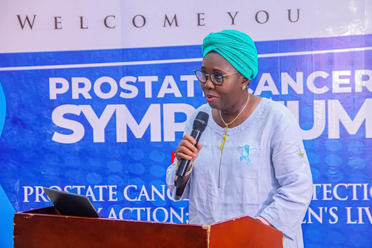 Former First Lady of Ondo State, Betty Anyanwu-Akeredolu, presenting her address at the Prostate Cancer Symposium in Ibadan, Oyo State.