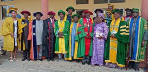 Rep of the VC, Prof. Maikano Ari, and Prof. Barnabas Embugus Barde among other staff of the institution during the event in the Keffi LGA, Nasarawa State.