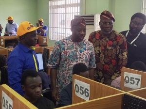 Dr. Alausa, Dr. Dangut and other ministry officials monitoring CB-WASSCE in Lagos