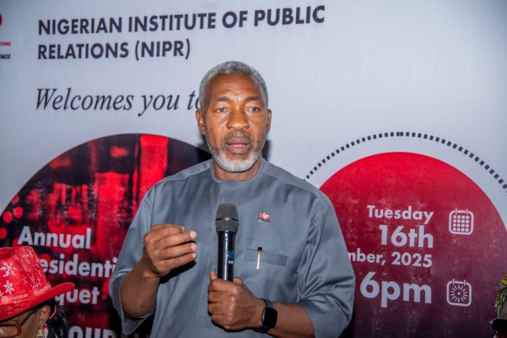 President of the Nigerian Institute of Public Relations (NIPR) and Chairman of Council, Ike Neliaku, at annual dinner for journalists covering its activities in Abuja, Tuesday, December 16, 2025