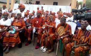 Fada Ebube Muonso with elders of Nkwele Ezunaka during the programme