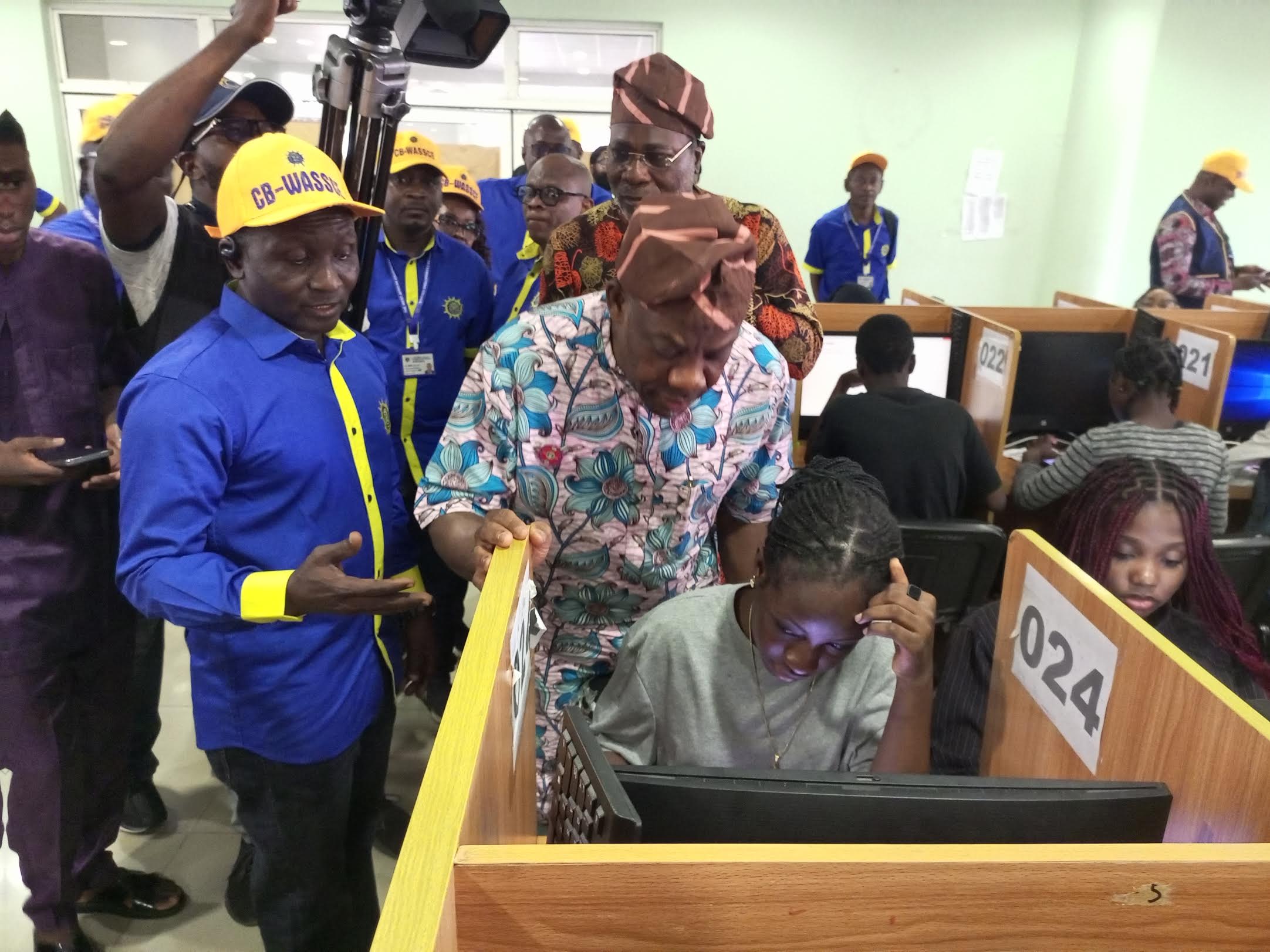 Dr. Alausa, Dr. Dangut and other ministry officials monitoring CB-WASSCE in Lagos