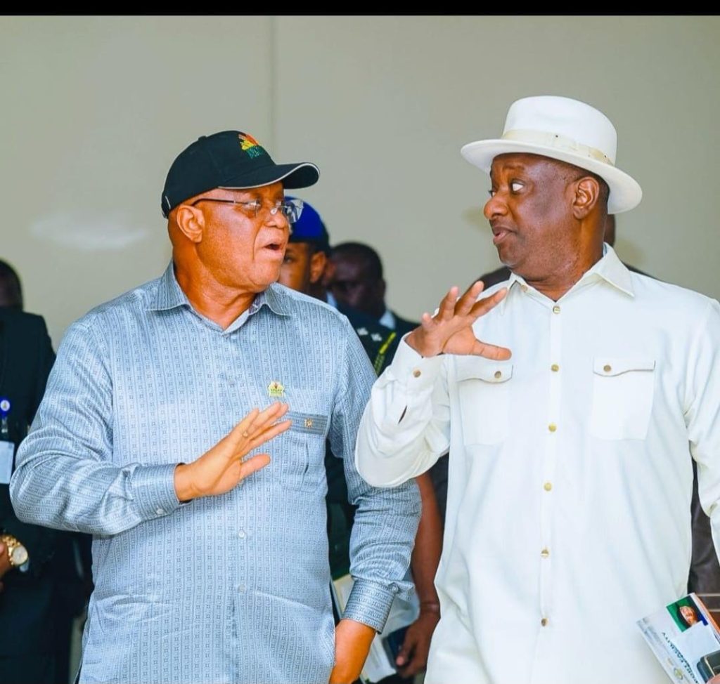 Governor Umo Eno and Aviation Minister Festus Kayemo during inspection of facilities at Victor Attah International Airport, Uyo