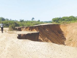 A gully at Ajobe in Ankpa Local Government Area of Kogi State