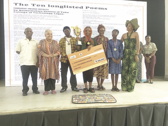Augustine, Aduke, Udofia,Ogoke, Esiri, Ajisafe and Ilozumba during award ceremony