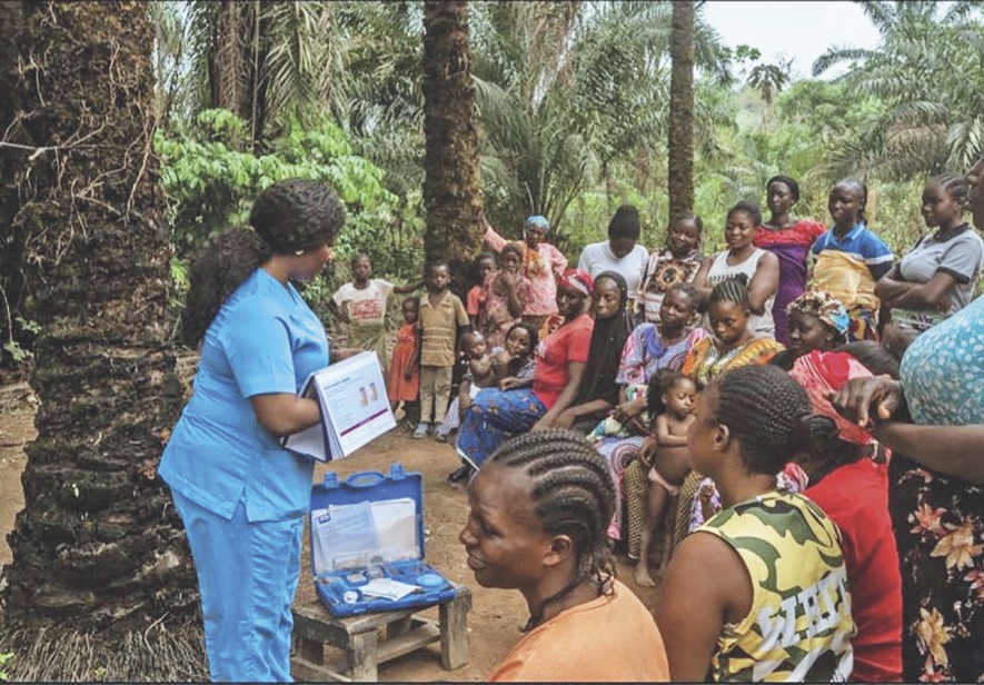 Community women paying attention during an enlightenment