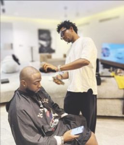 Davido getting Haircut