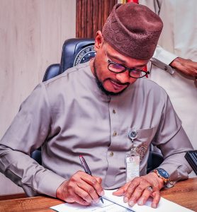 Gov. Lawal while sigining the 2026 budget into law