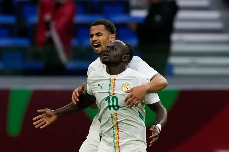 Senegal’s Sadio Mane celebrates after scoring a goal during the Africa Cup of Nations Group D match against DR Congo